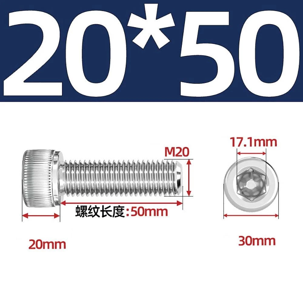 Socket Head Cap Screws – A2 Stainless Steel, M6 to M24, Hex Drive (DIN 912)