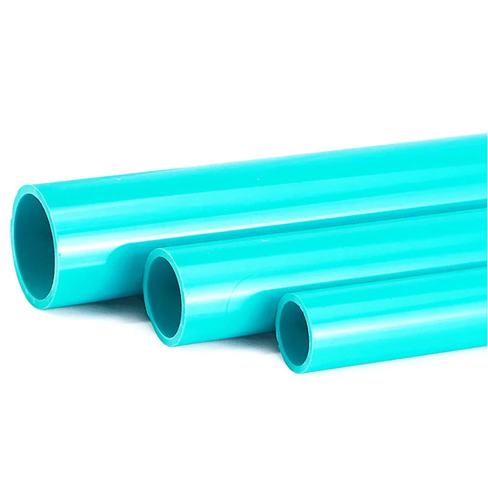 Cyan PVC Rigid Pipe Round Tube | 20–50mm OD × 500mm | Aquarium & DIY Plumbing