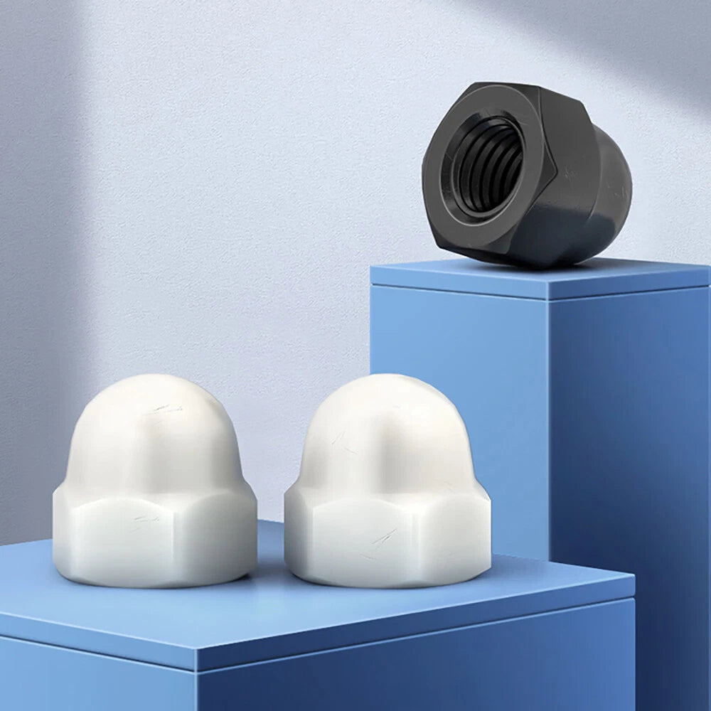 Nylon Plastic Screw Caps-Hex Nut Cover Protective Cap Set for Bolts Black/White