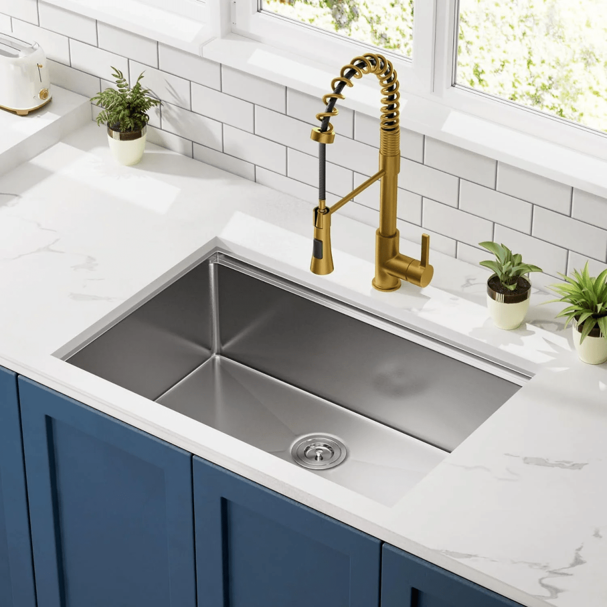 32 x 18 inch Undermount Workstation Sink, Stainless Steel Single Bowl Kitchen Sink 18 Gauge - HomeDIYer
