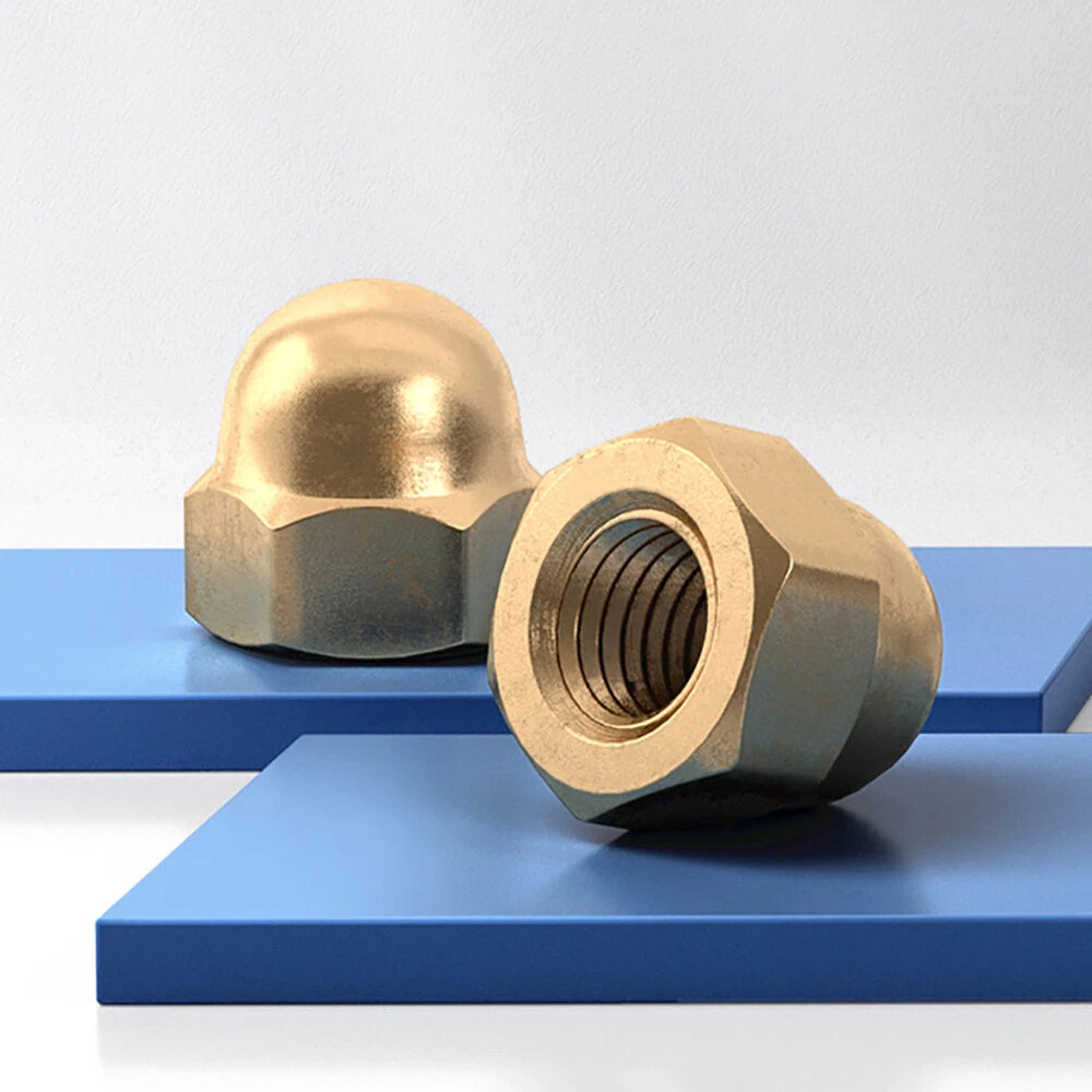 M3-M20 Solid Brass Cap Nuts – Brass Cover Screw Nuts & Decorative Dome Caps, Hex Acorn Nuts (Untreated Natural Finish)