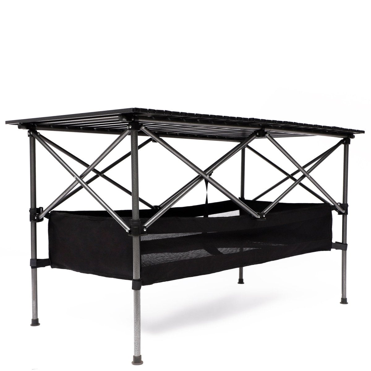 1 - piece Folding Outdoor Table with Carrying Bag,Lightweight Aluminum Roll - up Rectangular Table for indoor, Outdoor Camping, Picnics,Beach,Backyard, BBQ, Party, Patio, 46.46X27.56X27.56in ,Black - HomeDIYer
