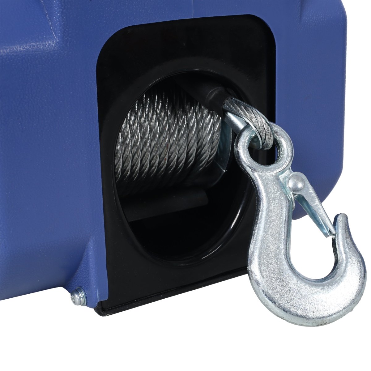 12v Trailer Winch,Reversible Electric Winch, for Boats up to 6000 lbs.Galvanized Wire Rope,with extra pulley hook,power in and power out,with manual function.blue plastic casing - HomeDIYer