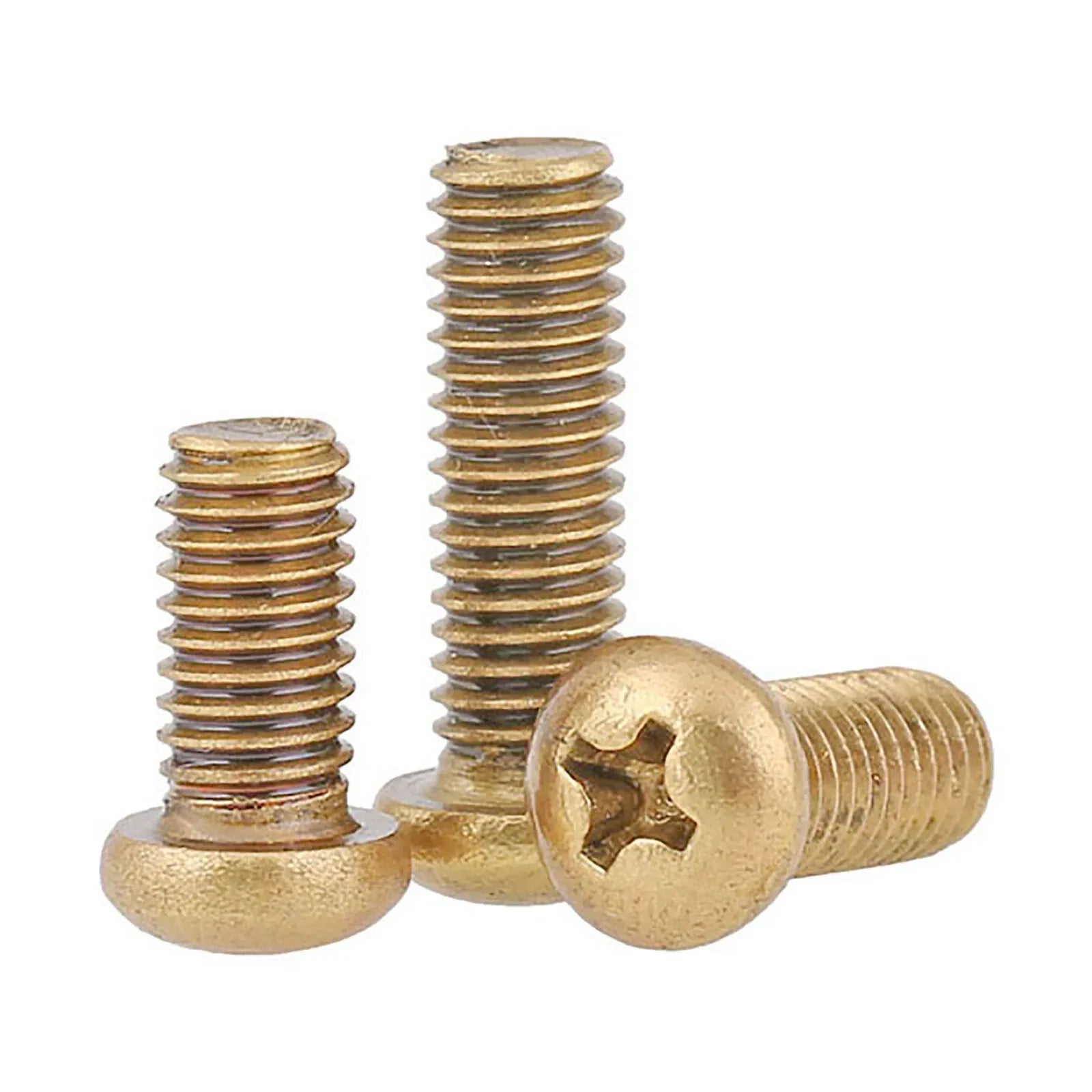 M2 M2.5 M3 M4 Brass Pan Head Phillips Screws – DIN 7985, Fully Threaded (Length Under Head)