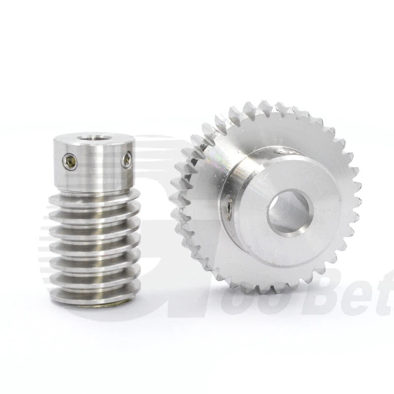 Module 1 Worm Shaft Worm Gear Wheel Stainless Steel 15 to 60 Tooth Precision 304