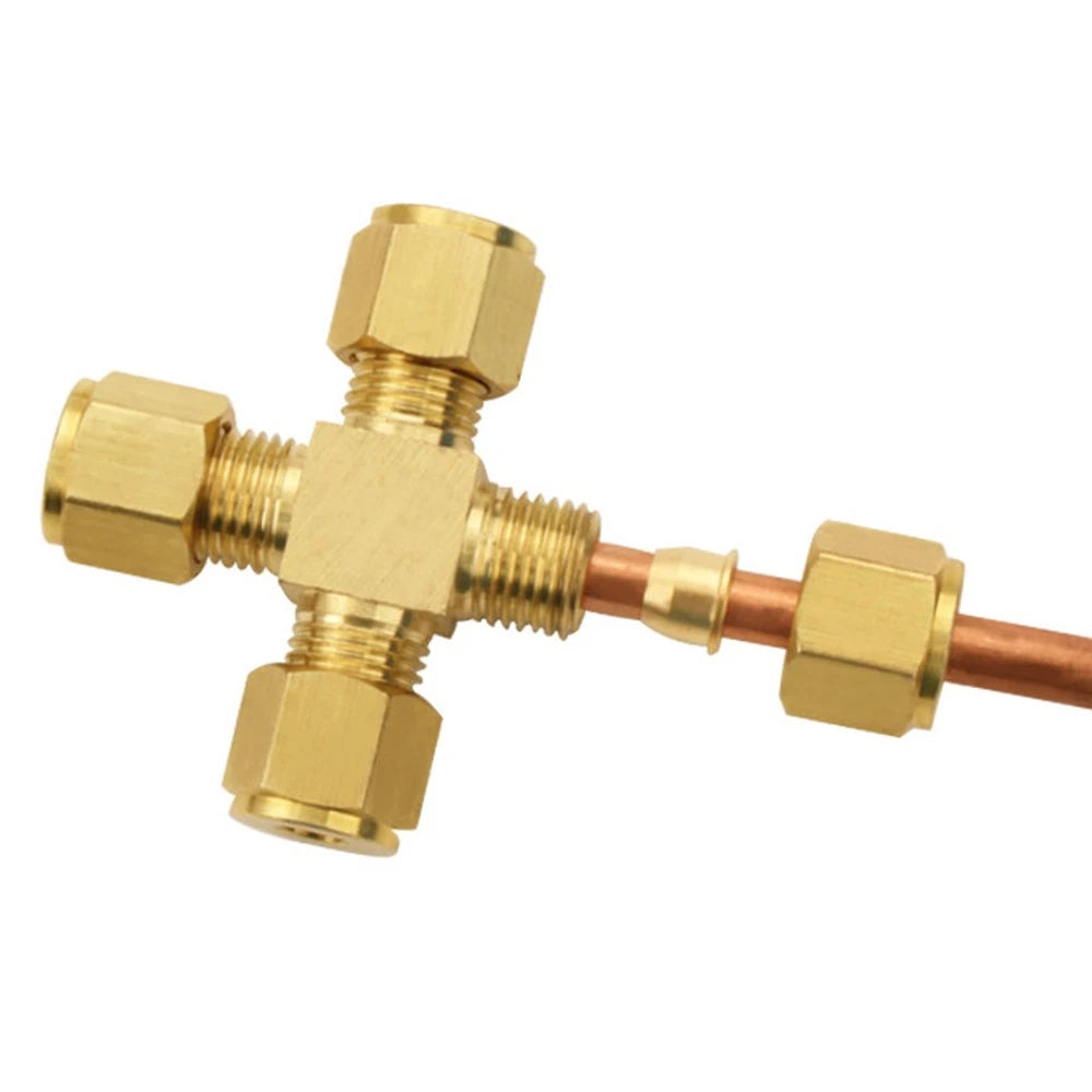 Brass Compression Fittings Equal 4-Way Cross Coupling Connector for Copper Tube
