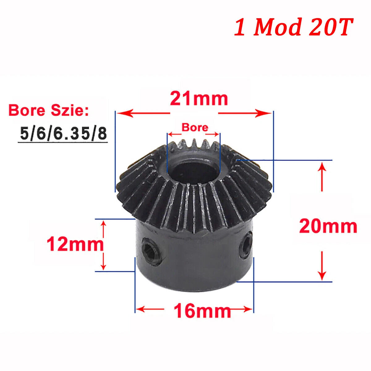 1/1.5 Mod Bevel Gear 1:1 20/25/30 Teeth Bore 5-15mm Transmission 90° 45# Steel