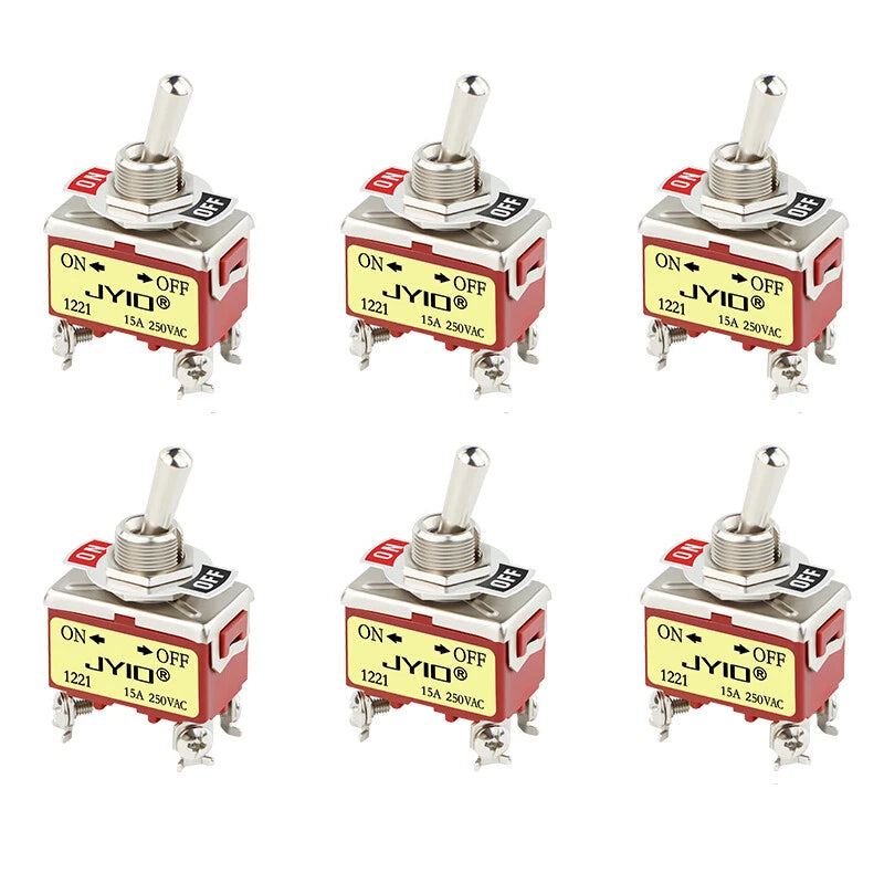 DPST Toggle Switch 4 Pin 15A 250VAC On/Off 2-Position — E-TEN 1221 (Car, Boat, Panel)