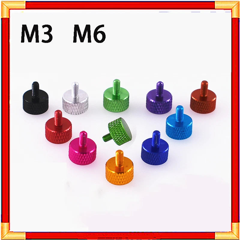 M3 M6 Knurled Thumb Screws Aluminum Alloy PC Case Cover Hand Tighten Bolts 3/6mm