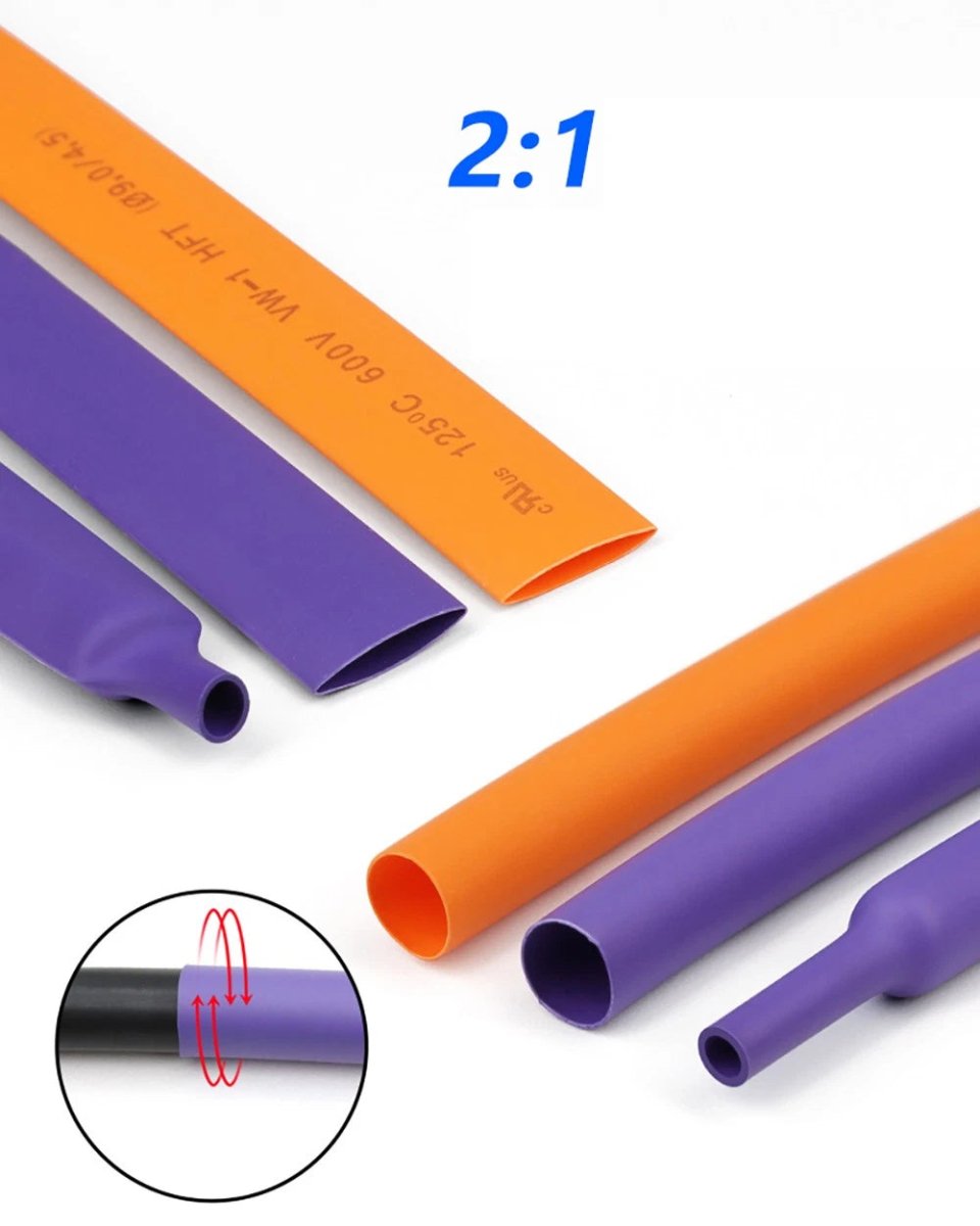 Heat Shrink Tubing 2:1 — Electrical Wire Sleeving, 5 Colors, Ø 1mm–50mm - HomeDIYer