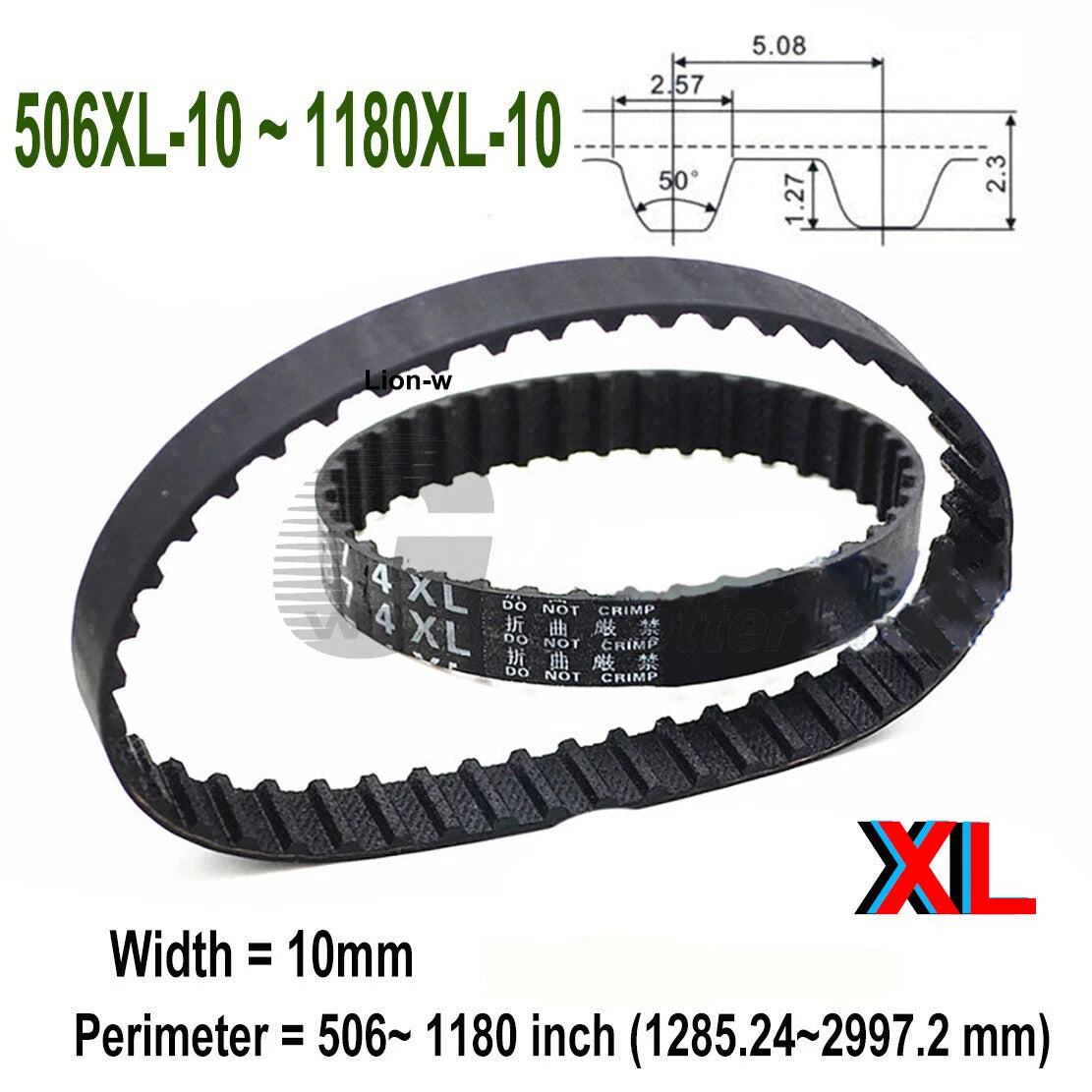 XL Rubber Timing Belts — 10mm Wide, 506XL to 1180XL | Replacement Drive Belts