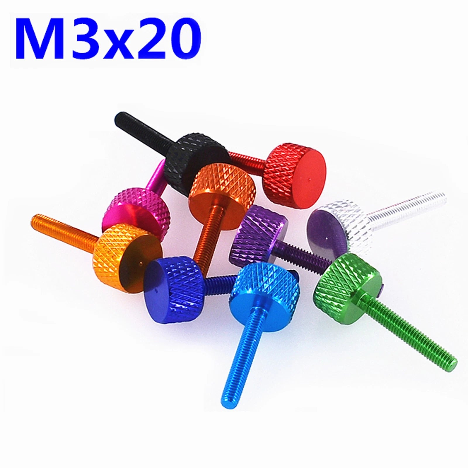 M3 Knurled Thumb Screws – Aluminum Alloy, Anodized Colors, M3×5mm to M3×50mm