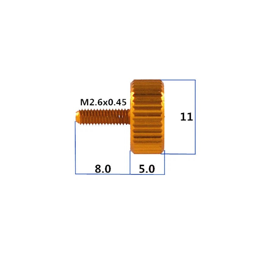 M2.5x8mm / M2.6x8mm Flat Knurled Thumb Screws – Aluminum Alloy for Computer Side Panel (11 Colors) - HomeDIYer