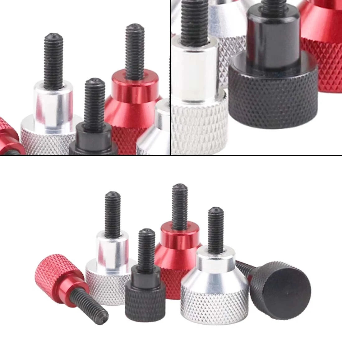 M6 Aluminum + Carbon Steel Knurled Thumb Screws Hand Grip Knob Bolts Thumbscrew