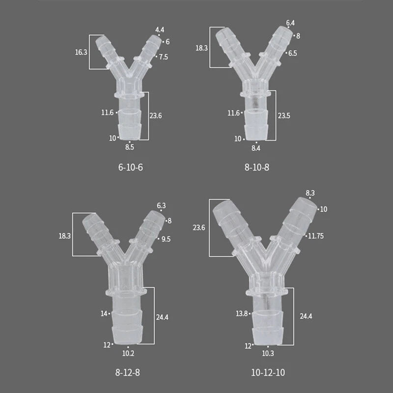 Reducing Y-Type Hose Barb Tee Fitting – Plastic Reducing Tee Tube Connector