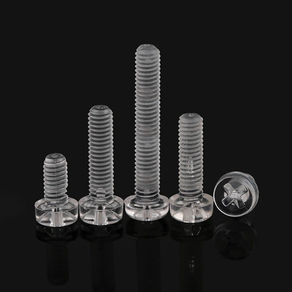 M2-M10 Clear Plastic Phillips Round/Pan Head Machine Screws Cross Screws Hex Nut