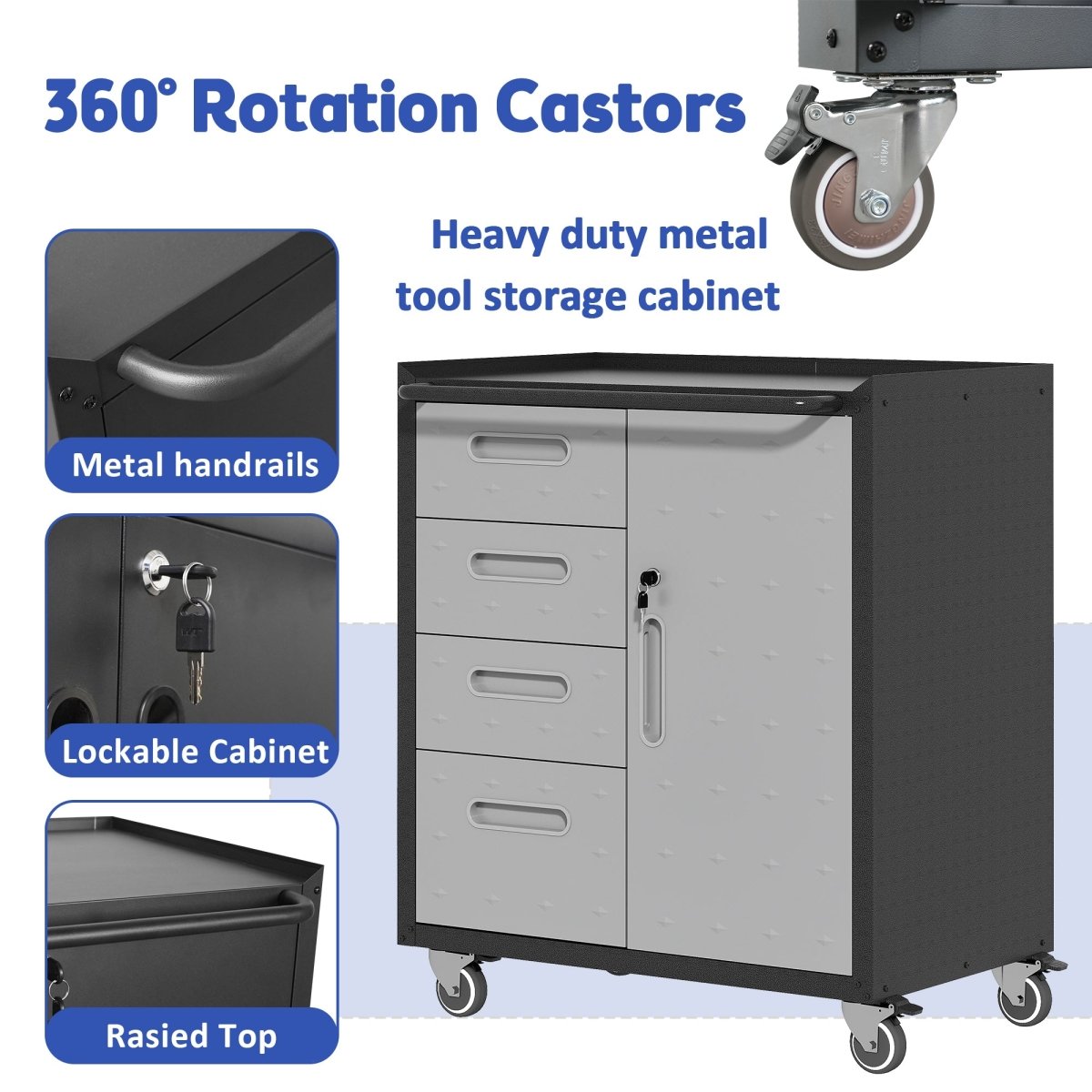 Heavy - Duty Tool Cabinet | Industrial Steel Storage with Locking Drawers - HomeDIYer