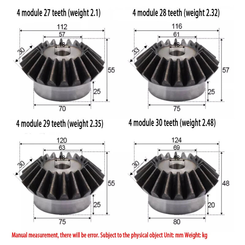 4/5/6 Mod Bevel Gear 15-30 Teeth Transmission Gears Bevel Teeth 90° 45# Steel