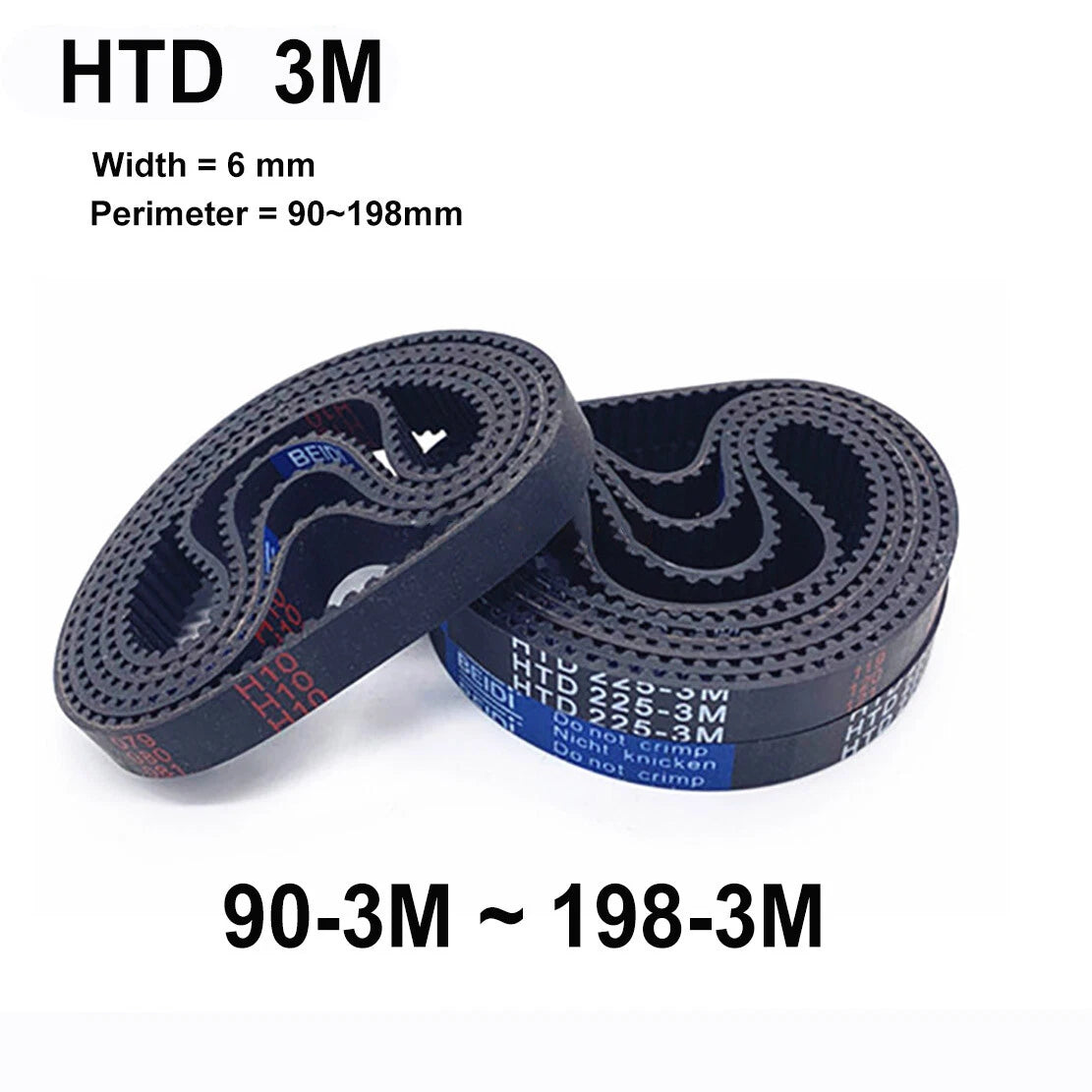 HTD 3M Timing Belt 6mm Wide Closed Loop Synchronous Belt for CNC Pulley Drive