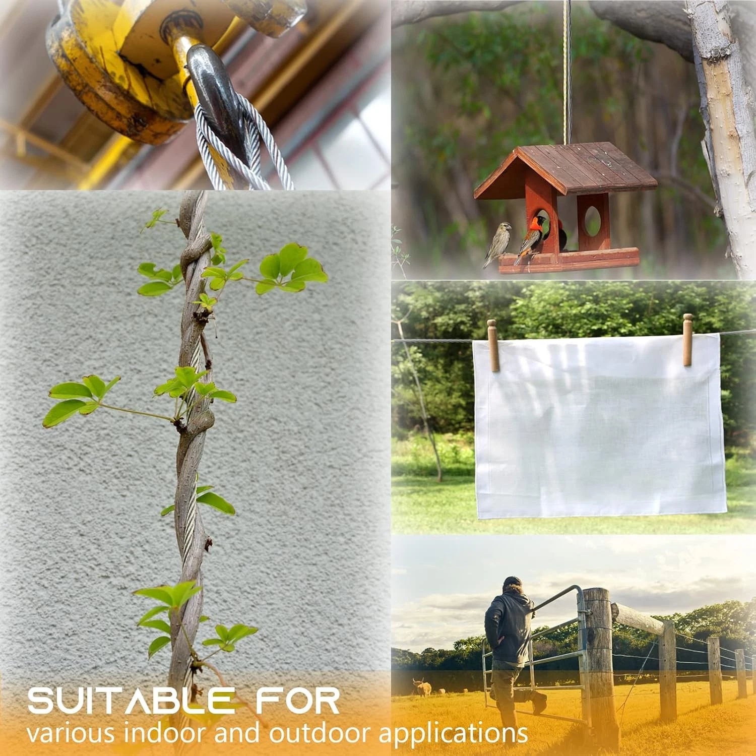 A2 Stainless Steel Wire Rope Metal Cable Rigging Clear PVC Coated 7x7 0.6 - 4mm