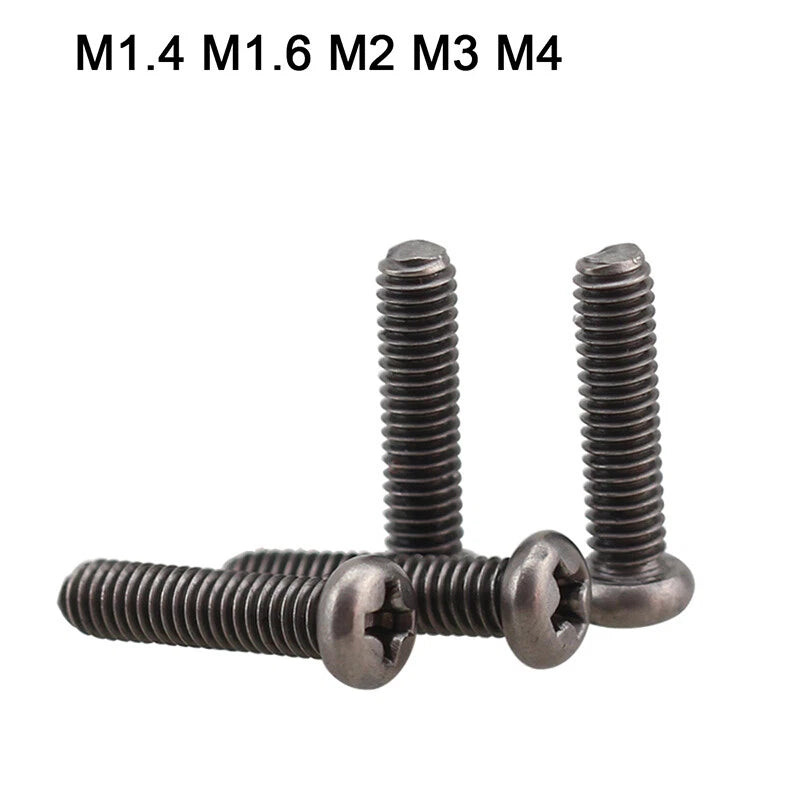 M1.4–M4 Titanium Alloy Phillips Pan Head Machine Screws – Cross Bolts, 5–16mm Lengths