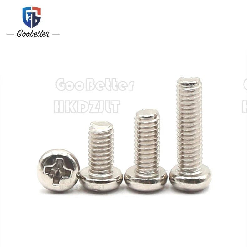 M3 Phillips Round Pan Head Machine Screws — Carbon Steel, 4–30mm, 100–500 PCS - HomeDIYer