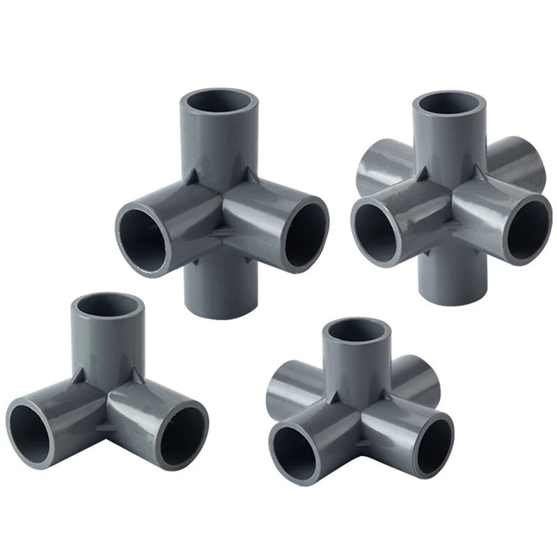 PVC 3 4 5 6-Way Elbow Connector Coupling Pipe Fittings Dia 20 25 32 40 50mm Grey