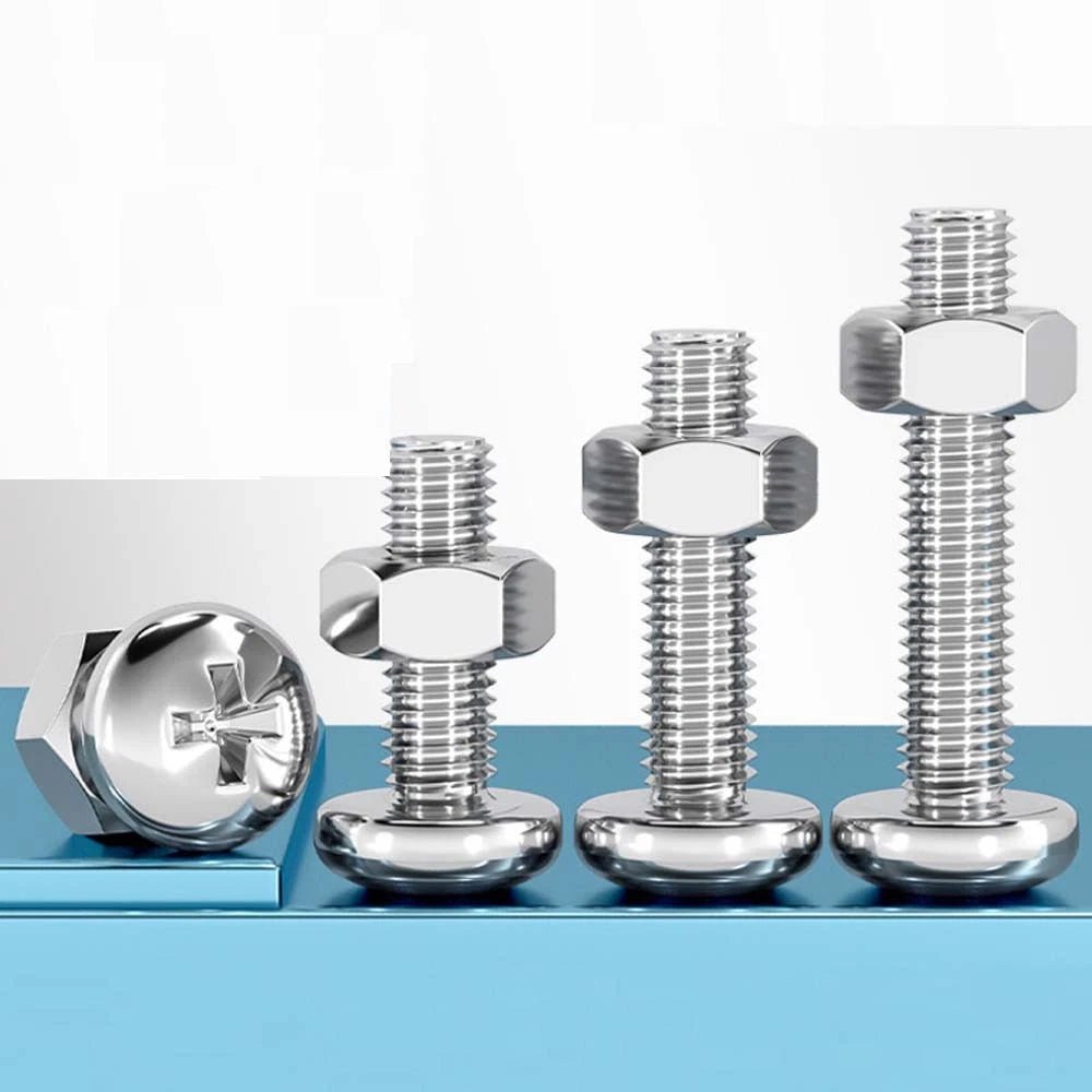 M4 & M6 Phillips Pan Head Machine Screws with Hex Nuts | A2 304 Stainless Steel, 5mm–120mm - HomeDIYer