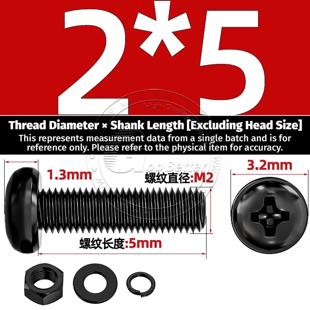 Black Phillips Pan Head Machine Screws with Washers — Metric M2 to M6 - HomeDIYer