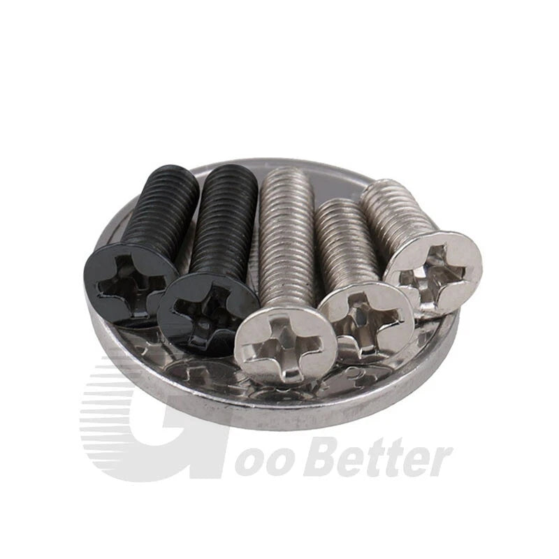 M4 M5 M6 Countersunk Phillips Machine Screws – Nickel or Black Zinc Plated, Carbon Steel (5–50mm)