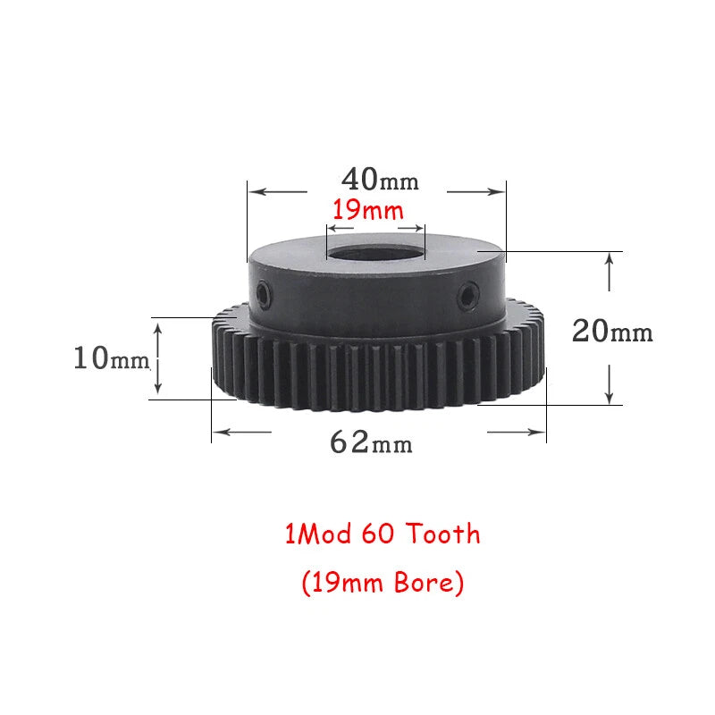 1pcs 1Mod 60 Tooth Spur Gear 62mm Outer Diam Drive Gear Motor Gears-Choose Bore