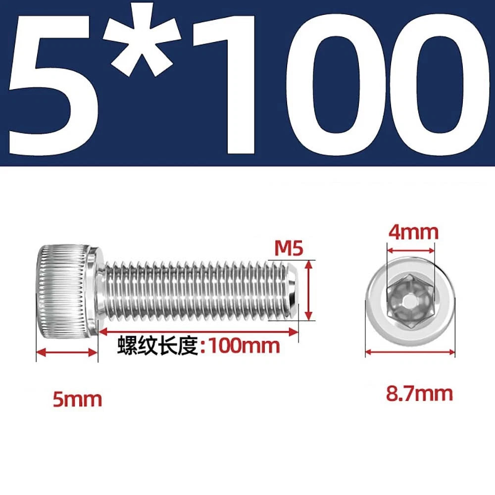 M3 M4 M5 Socket Head Cap Screws – A2 Stainless Steel, High Strength & Corrosion Resistant