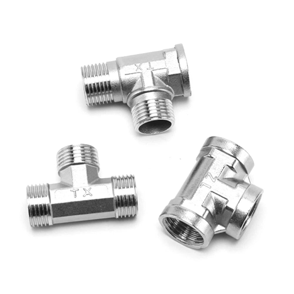 201 Stainless Steel Equal BSP Thread Tee | 1/2", 3/4", 1" Male & Female Pipe Fitting