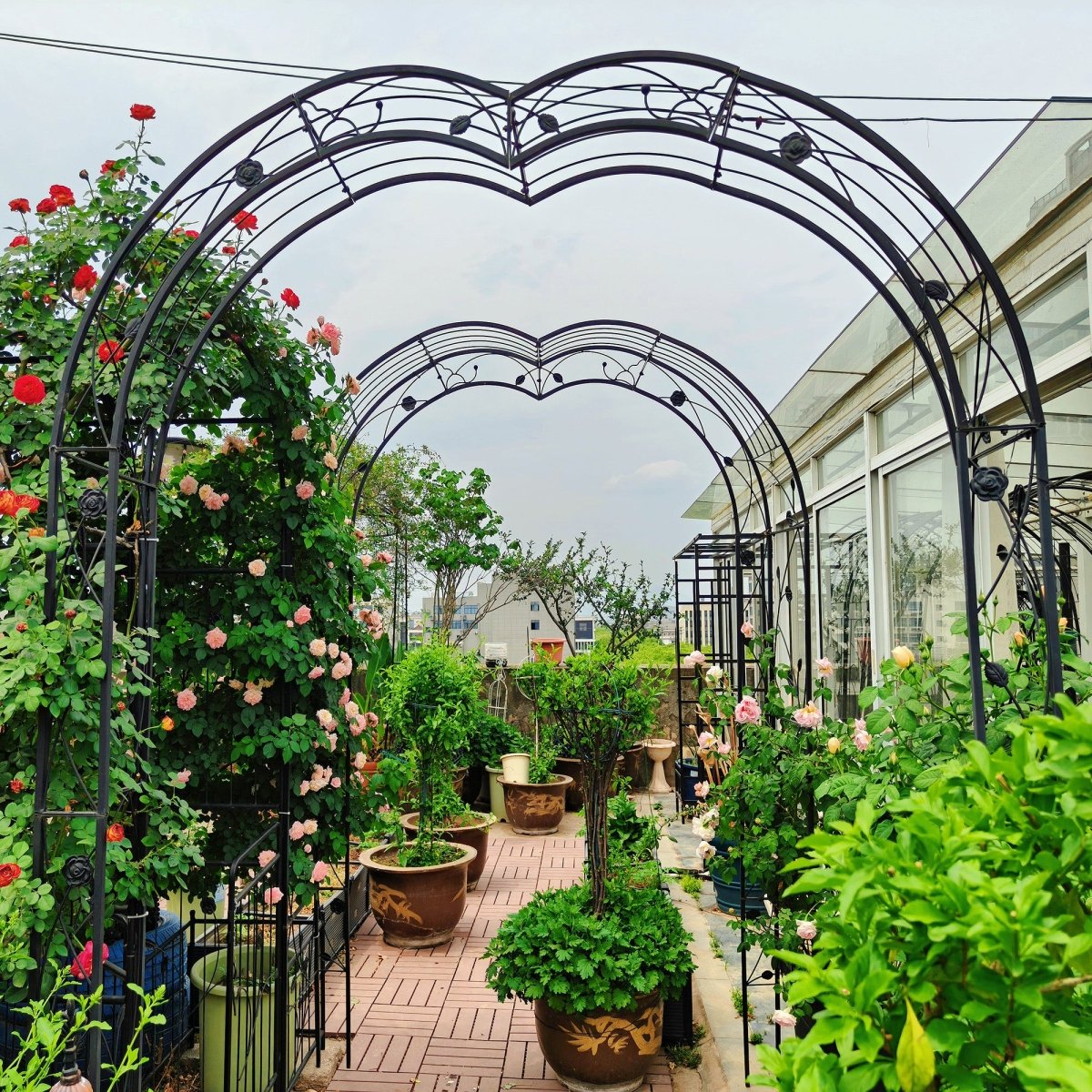 Metal Garden Arch Assemble Freely with 8 Styles Garden Arbor Trellis Climbing Plants Support Rose Arch Black - HomeDIYer