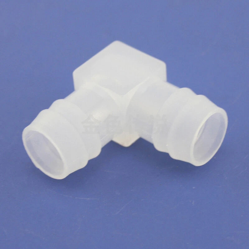 Plastic L-Shaped Elbow 2-Way Hose Connector for 385 Pump — Equal Dia O.D. 8 / 12 / 16mm