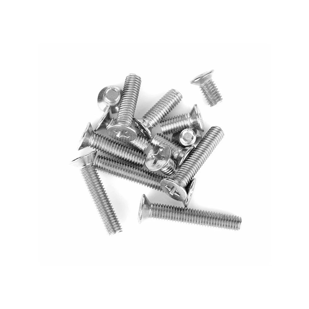 M1.4–M4 Countersunk Phillips Machine Screws – Nickel Plated, Fully Threaded (3–20mm Overall Length)