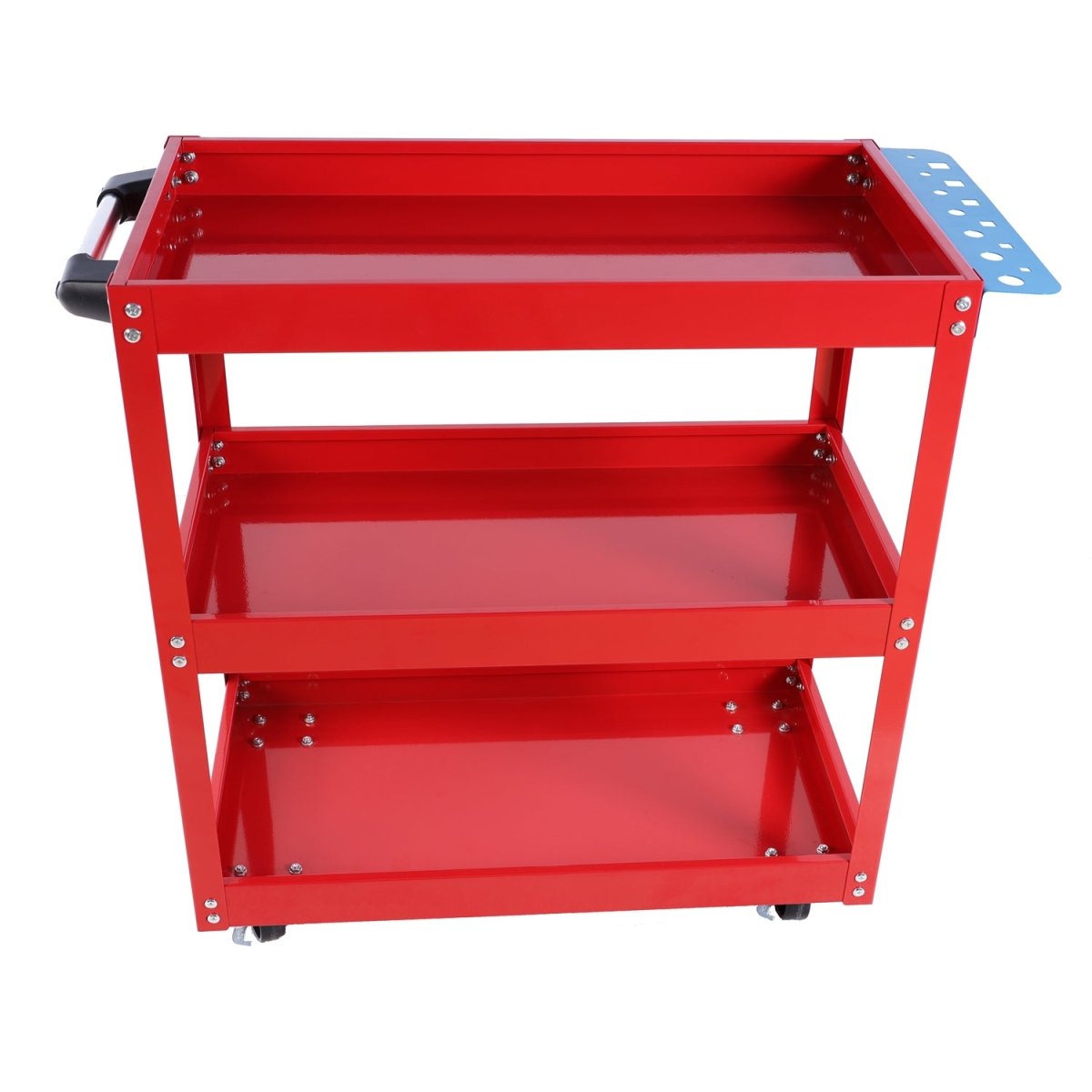 Tool Cart on Wheels, 3 Tier Rolling Mechanic Tool Cart, Heavy Duty Steel Utility Cart w/Lockable Wheels, 450 LBS Capacity Industrial Service Cart for Garage, Warehouse, Workshop (Bright Red) - HomeDIYer