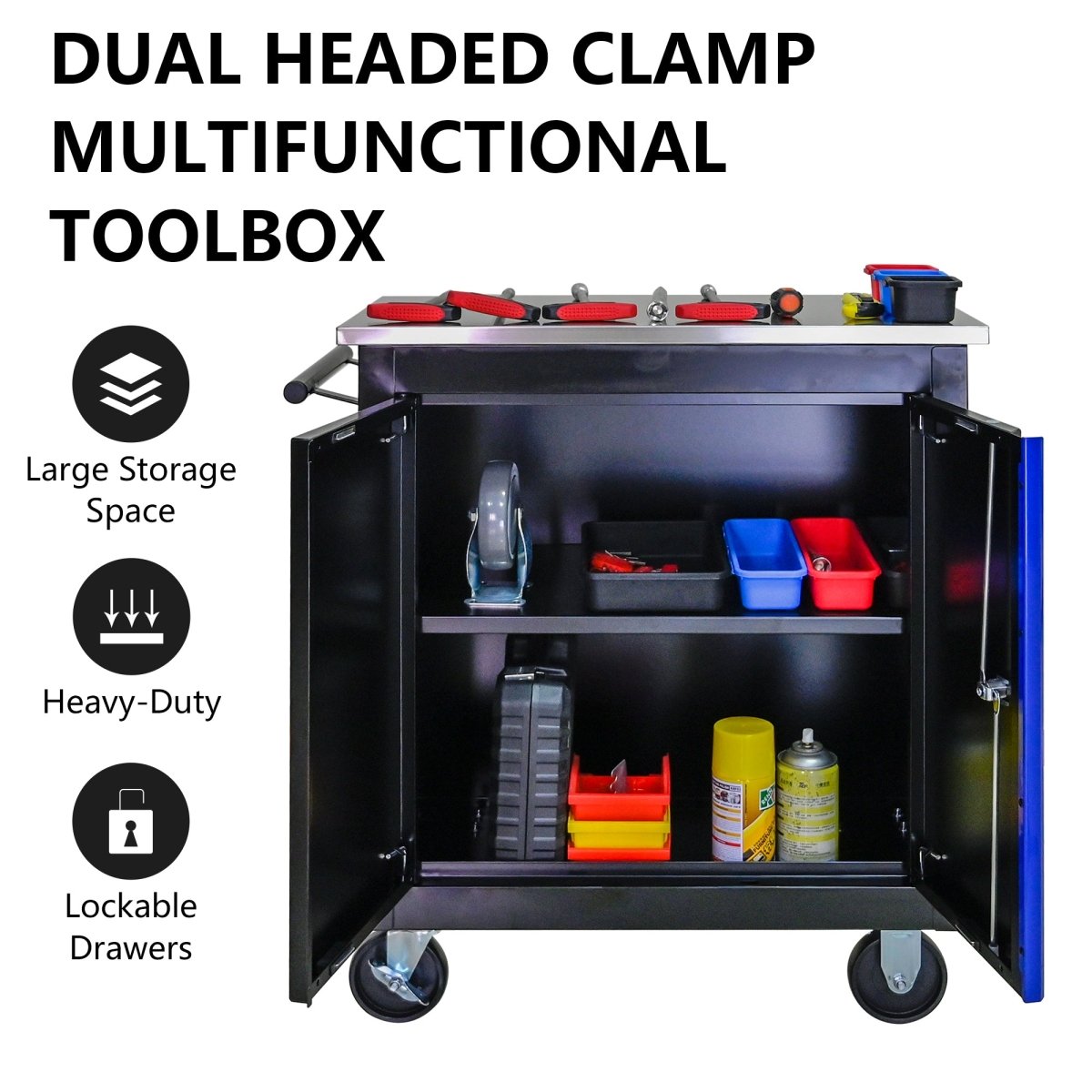 Movable Lockable Double Door Partition with Lock Multi - functional Hardware Storage Tool Car Auto Repair Locker - HomeDIYer