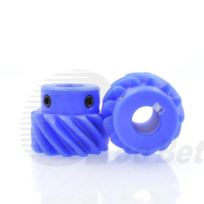 Module 2 Helical Gear 45° Left-hand 13-15 Tooth Nylon Pinion 14-20mm Bore Blue