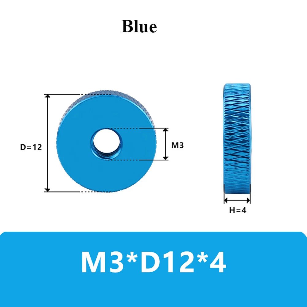 M3–M10 Aluminum Anodized Knurled Thumb Nuts – Flat Through Hole Hand Screws (5 Colors) - HomeDIYer