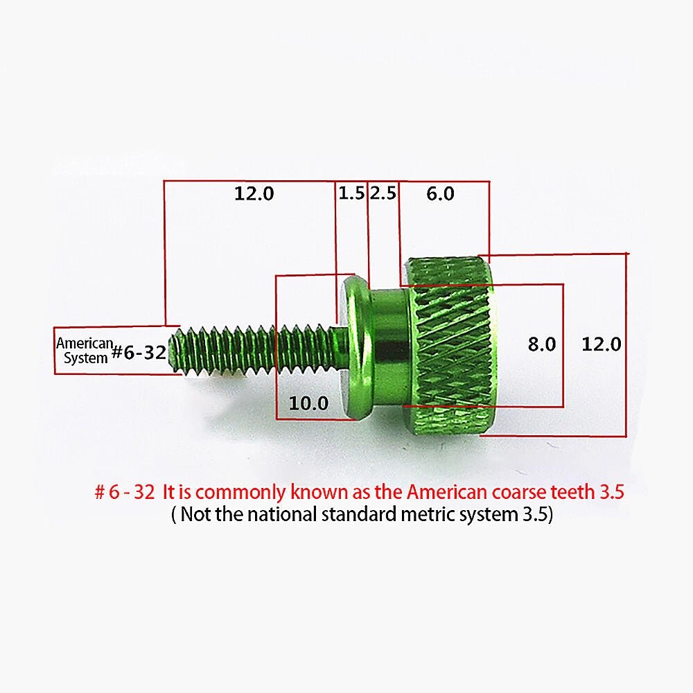 UNC 6 - 32 x 12mm Flat Head Aluminum Thumb Screws — 10 Colors, Anodized Knurled - HomeDIYer