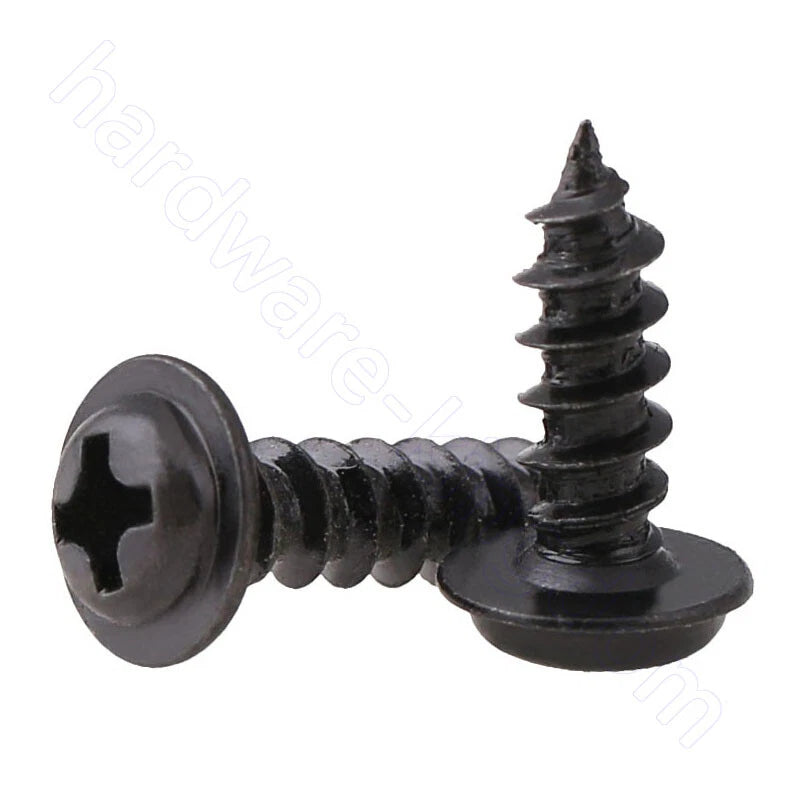 Phillips Round Head Washer Self-Tapping Screws M1.2–M4 | Black Zinc | 50–2000pcs