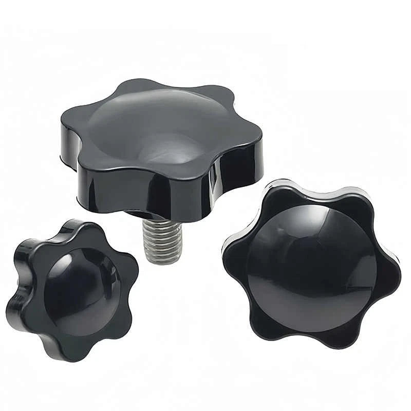 Plastic Black Rosette Thumb Screws M6 M8 M10 M12 Knob Bolt Star Head 38 48mm