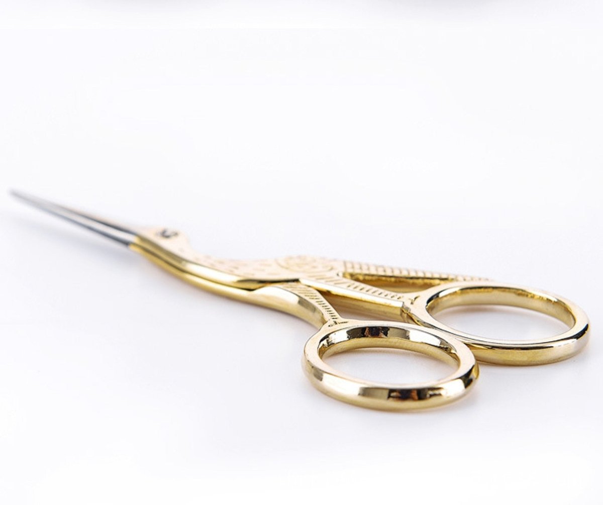 4.5" Stainless Steel Sharp Tip Classic Stork Scissors Crane Design Sewing DIY Tools Dressmaker Shears Scissors for Embroidery, Craft, Needle Work, Art Work & Everyday Use (Gold) - HomeDIYer