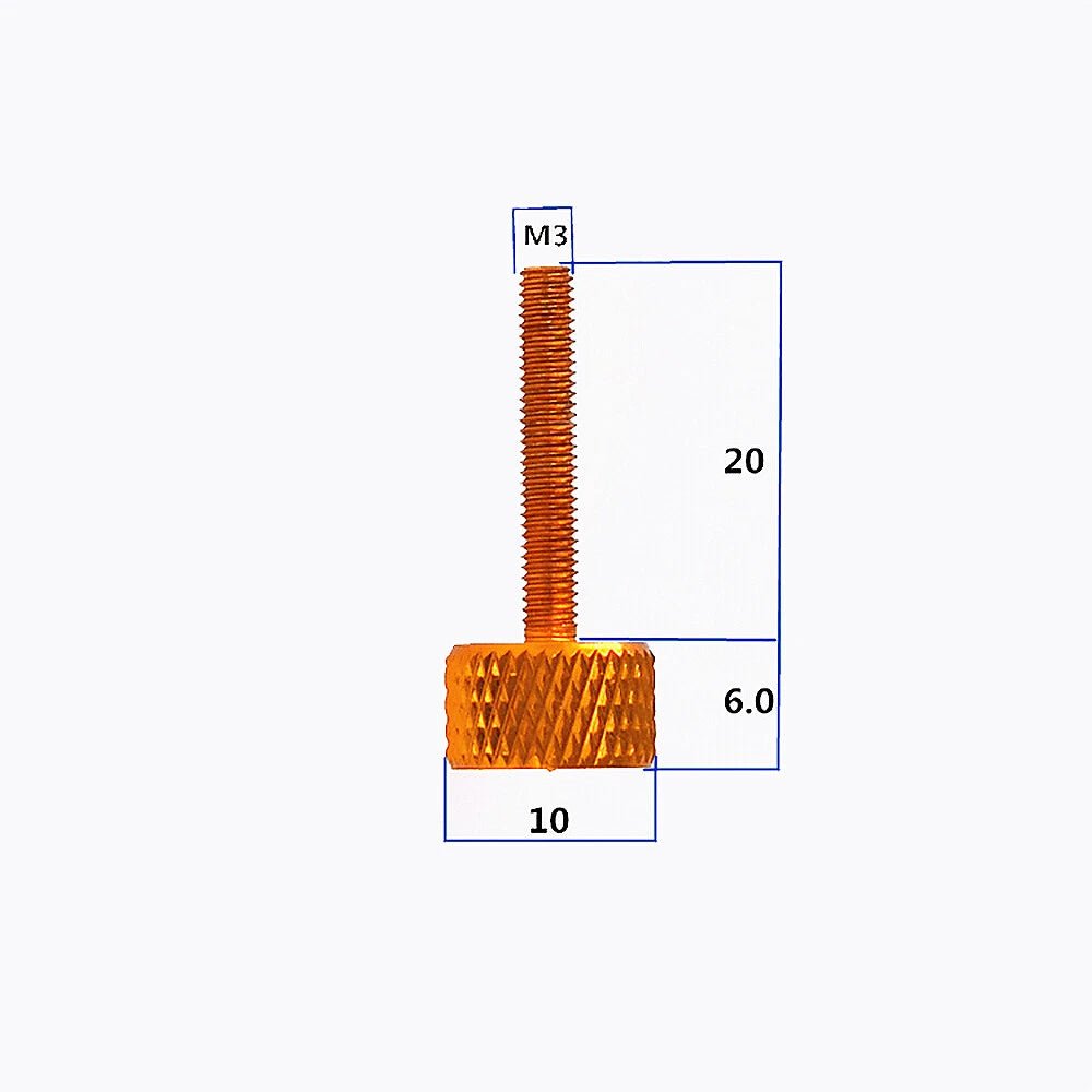 M3x20mm Aluminum Knurled Thumb Screw — Anodized, 10 Colors, Computer Case Fastener - HomeDIYer