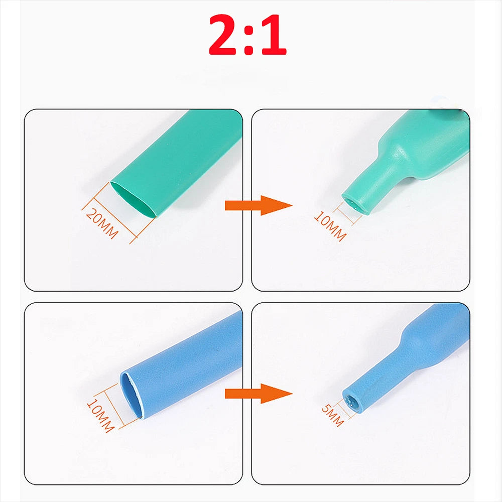 Heat Shrink Tube 2:1 Ratio – Electrical Wire Sleeving & Cable Insulation, All Sizes & Colors