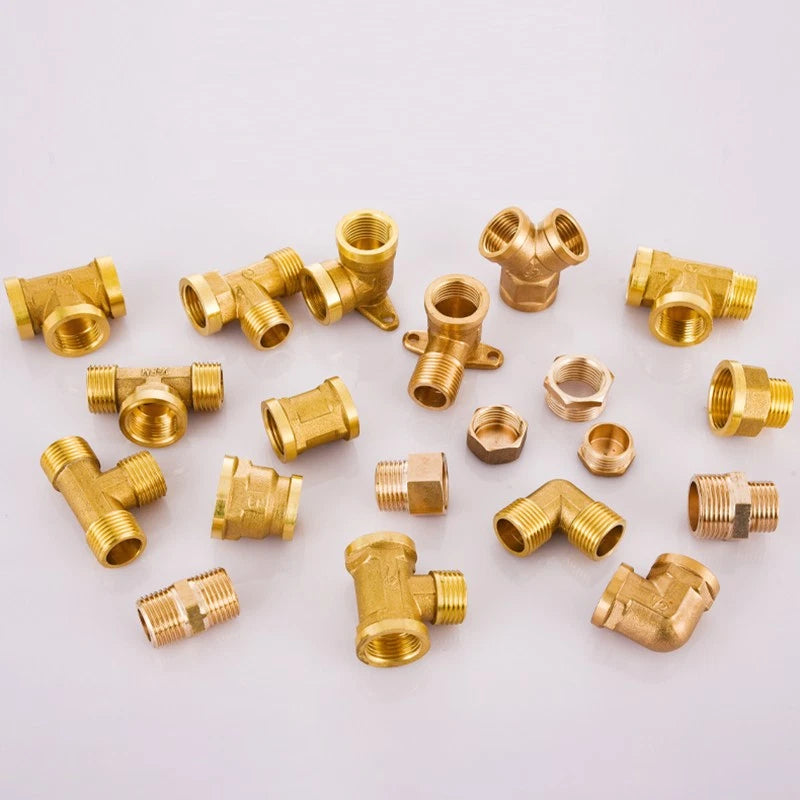 Brass Threaded Pipe Fittings 1/2" & 3/4" — Tee, Elbow, Joint, Cross, Cap & More