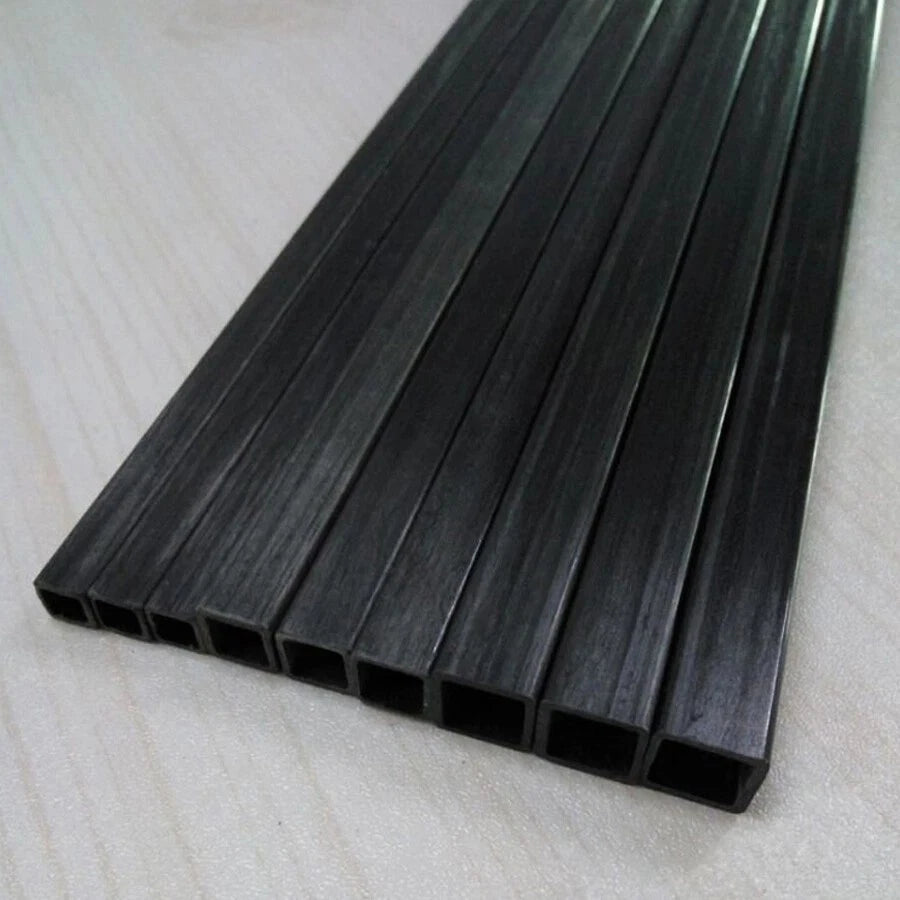 Carbon Fiber Square Tube with Round Bore – 500mm Hollow Structural Tube