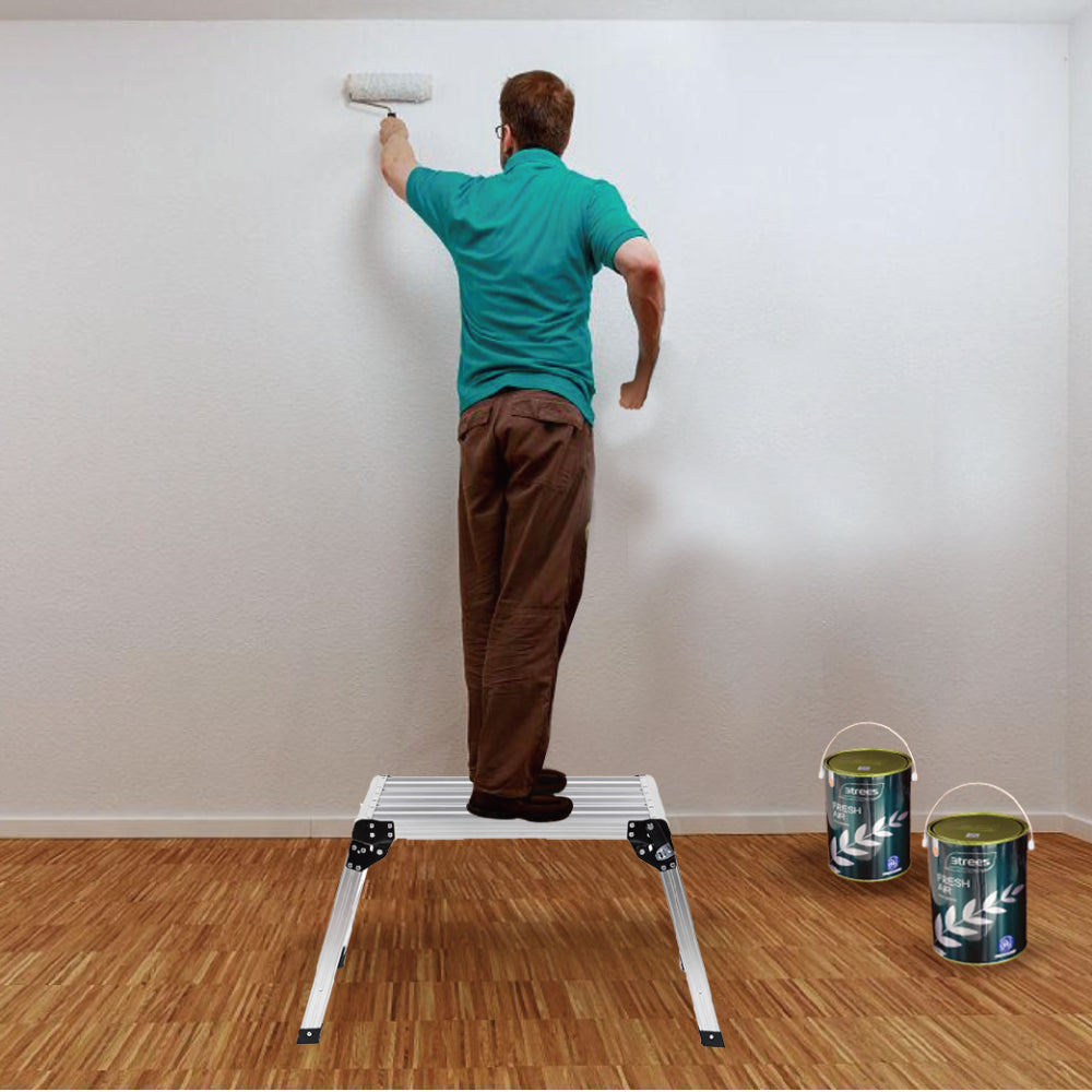 Folding Aluminum Work Platform — 330 lb Capacity, Anti‑Slip Surface, Silver, No Assembly Required