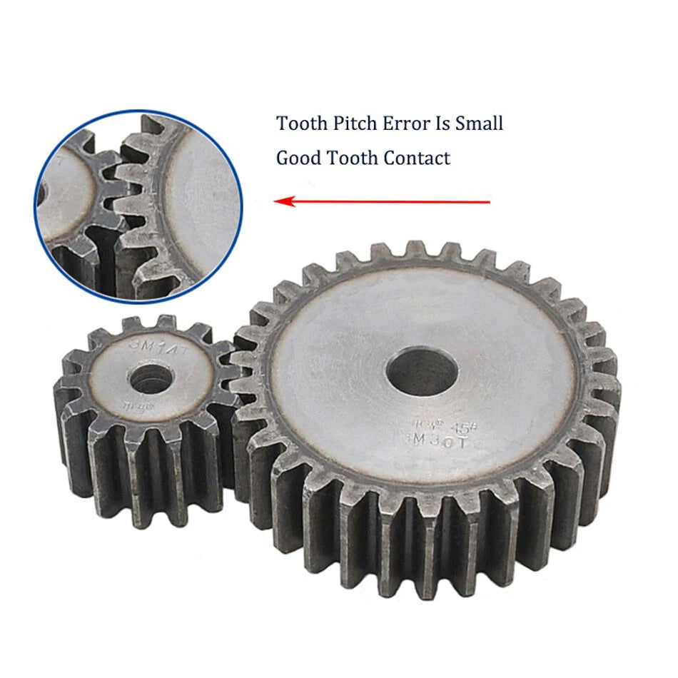3 Mod 45# Steel Spur Gears 30mm Thick 10-53 Teeth 36-165mm OD Transmission Gear